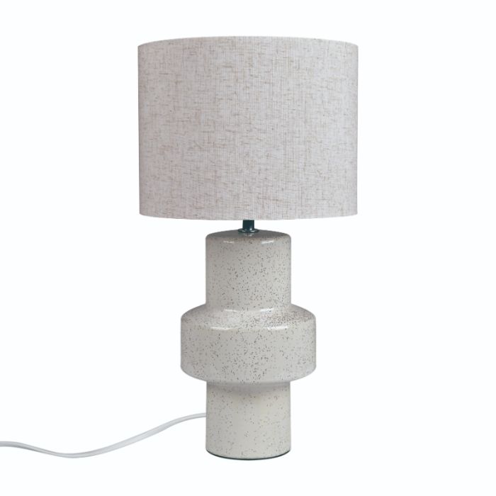 Lámpara de mesa de cerámica beige, Dugan, con interruptor