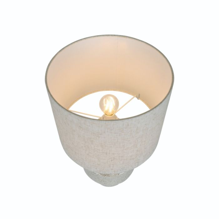 Lámpara de mesa de cerámica beige, Dugan, con interruptor