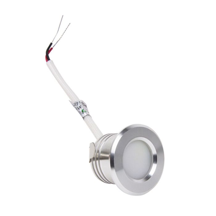 Foco empotrable mini de aluminio plateado, Philomena, 1,5W, 2700K LED, IP44
