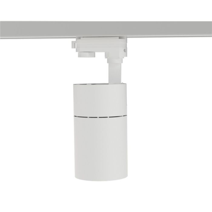 Foco de carril trifásico blanco Rozina, 10W, interruptor blanco, regulable, Pro