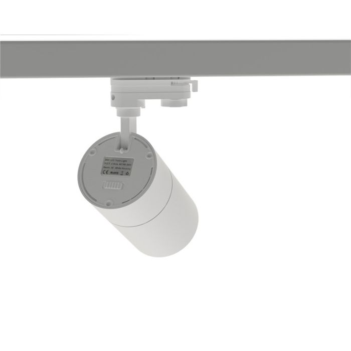 Foco de carril trifásico blanco Rozina, 10W, interruptor blanco, regulable, Pro