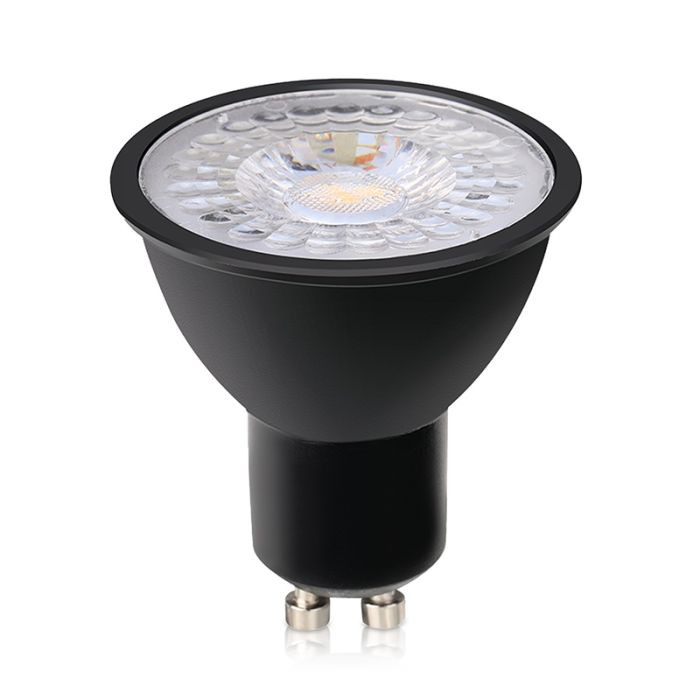 Bombilla LED GU10 regulable Antonie, negro, 7W, 2700K