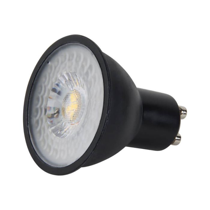 Bombilla LED GU10 regulable Antonie, negro, 7W, 2700K