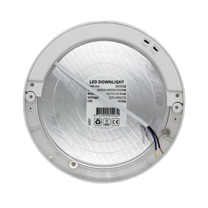 Downlight LED empotrable/superficie, Okno, 10W/15W/18W, interruptor blanco, IP22