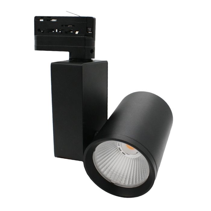 Foco de carril trifásico negro Deena, 18W, 3000K, Pro