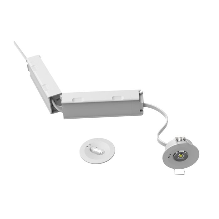 Foco empotrable de iluminación de emergencia blanco, 1,2W, LED 6000K, lente 360°
