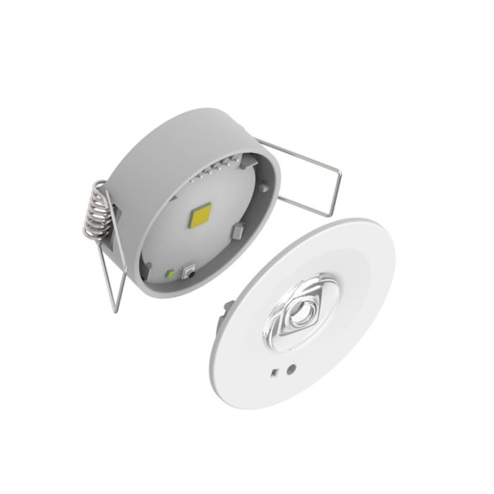 Foco empotrable de iluminación de emergencia blanco, 1,2W, LED 6000K, lente 360°