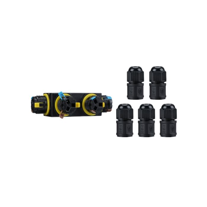 Conector de 3 pines y 5 vías, IP68