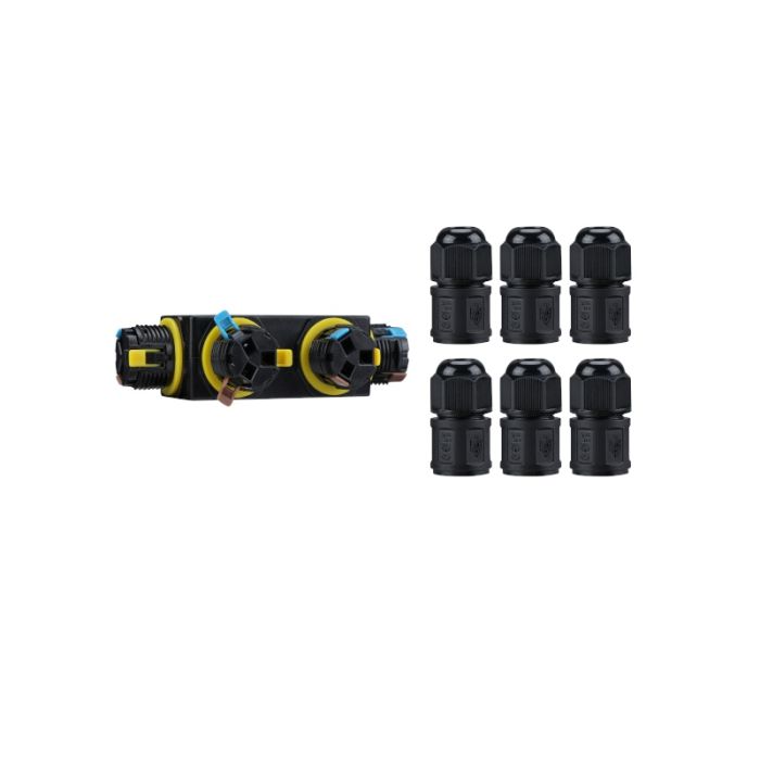 Conector de 3 pines y 6 vías, IP68