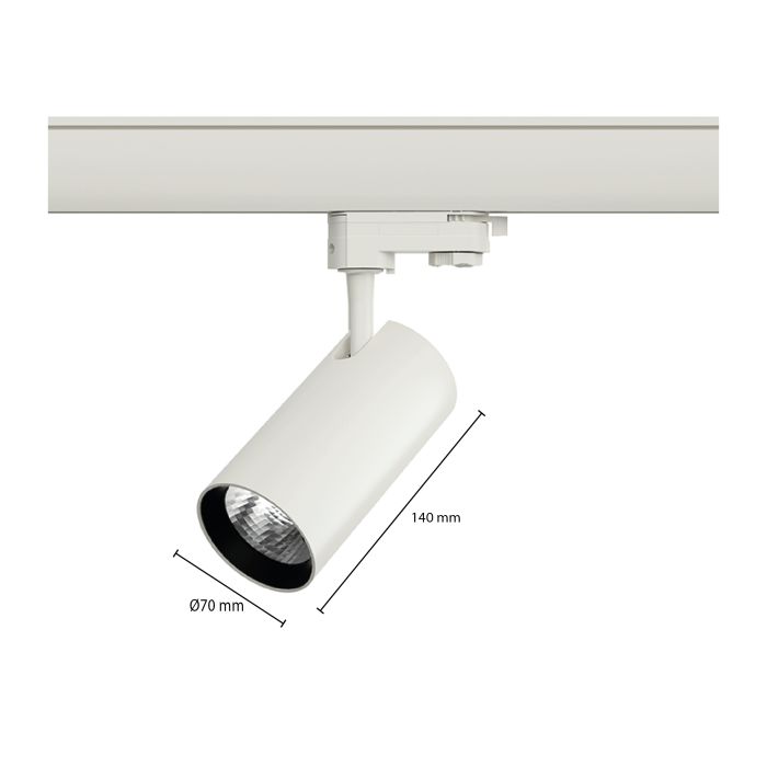 Foco de carril trifásico blanco Esmiralda, 10W, 3000K, Pro