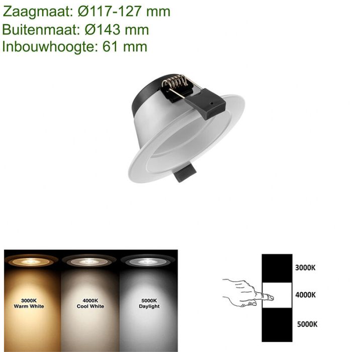 Downlight de aluminio blanco, Otmar, 14W, white switch LED, IP22