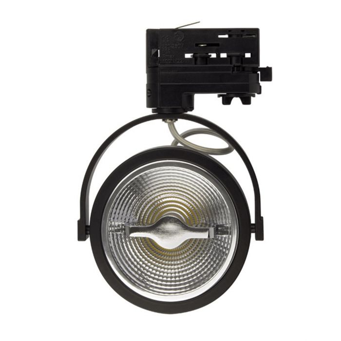 Foco de carril trifásico negro Tirsa, 15W, 4000K, Pro