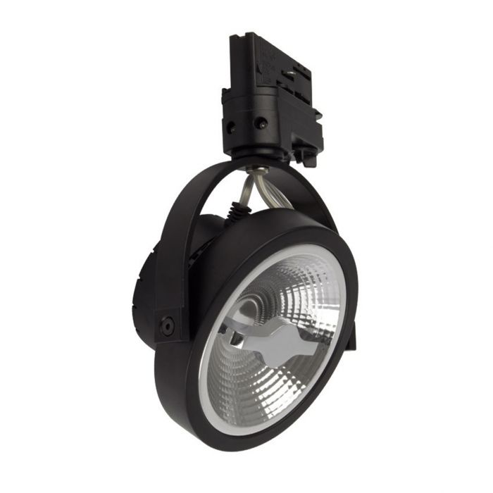 Foco de carril trifásico negro Tirsa, 15W, 4000K, Pro