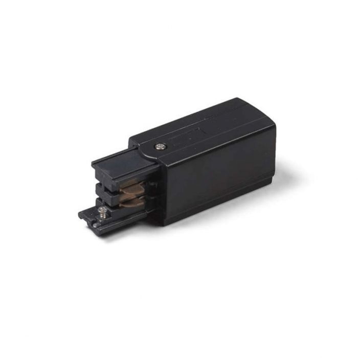 Conector de alimentación para iluminación sobre carril trifásica, izquierda, negro, Pro