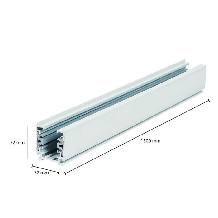 Carril trifásico, 1,5 metros, blanco, Pro