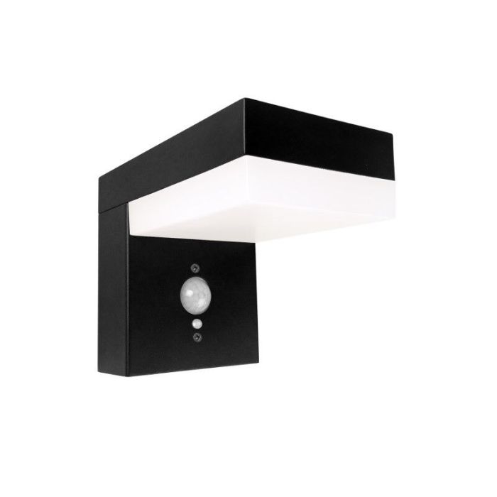 Aplique solar exterior negro de aluminio, Ritex, 6W, 2700K LED, IP44
