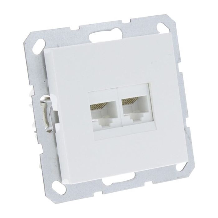 Q-Link S-Line Enchufe empotrado para teléfono / datos 2X8 pines, blanco polar