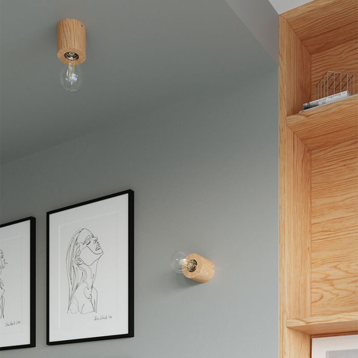 Foco de pared de madera marrón, Anela