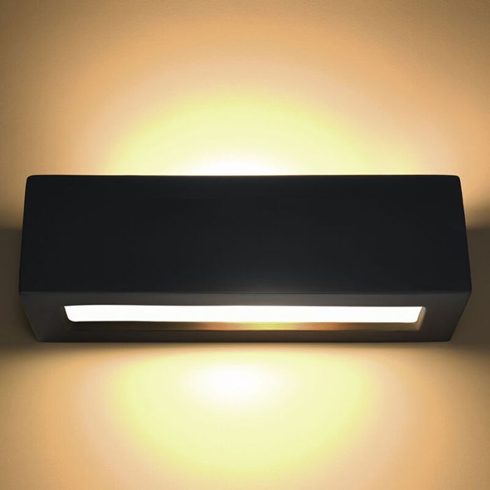 Aplique up down de vidrio negro, Emmaly