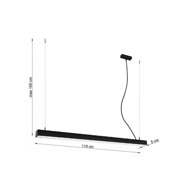 Lámpara colgante de aluminio negra, Mascha, 38W, 3000K LED