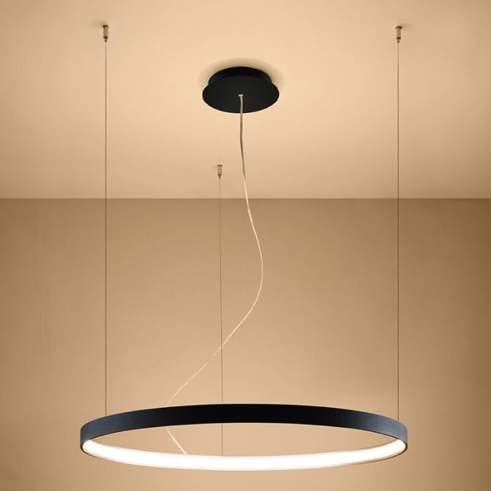 Lámpara colgante de aluminio negra, Ringo, 50W, 3000K LED