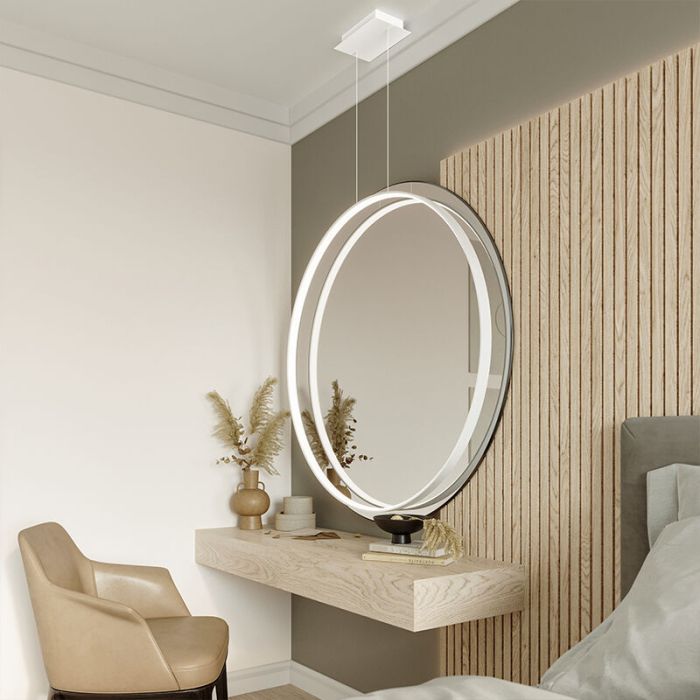 Lámpara colgante de aluminio blanca, Ringo, 50W, 3000K LED