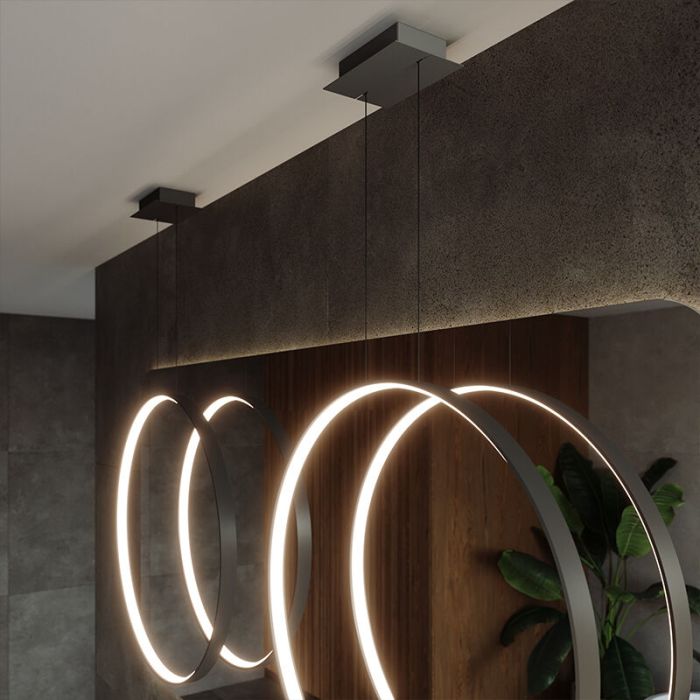 Lámpara colgante de aluminio negra, Ringo, 50W, 3000K LED