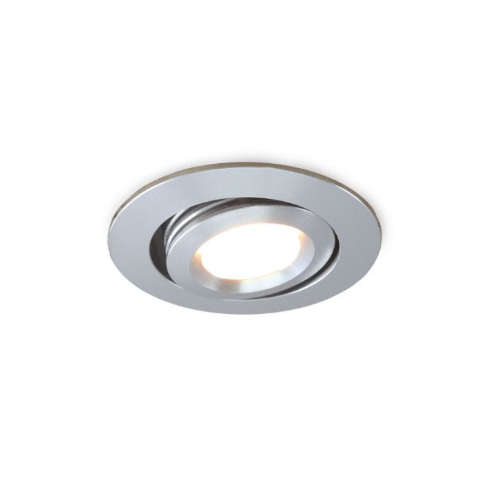 2 focos empotrables orientables para porche Rona, IP44, con set de conexión y mando a distancia, cromo