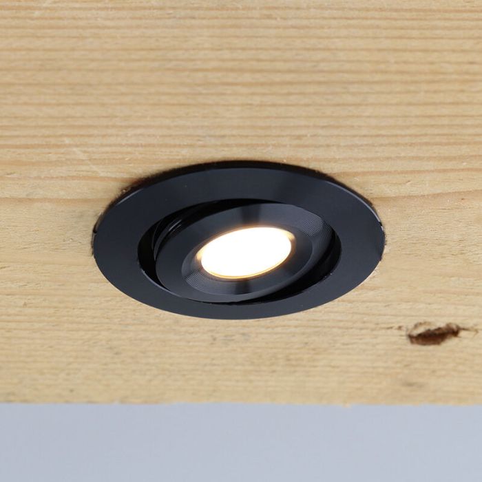 16 focos empotrables orientables para porche Rona, IP44, con set de conexión y mando a distancia, negro