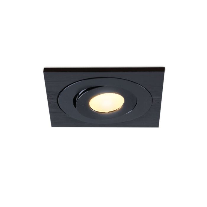 3 focos empotrables orientables para porche Rona cuadrado, IP44, con set de conexión y mando a distancia, negro