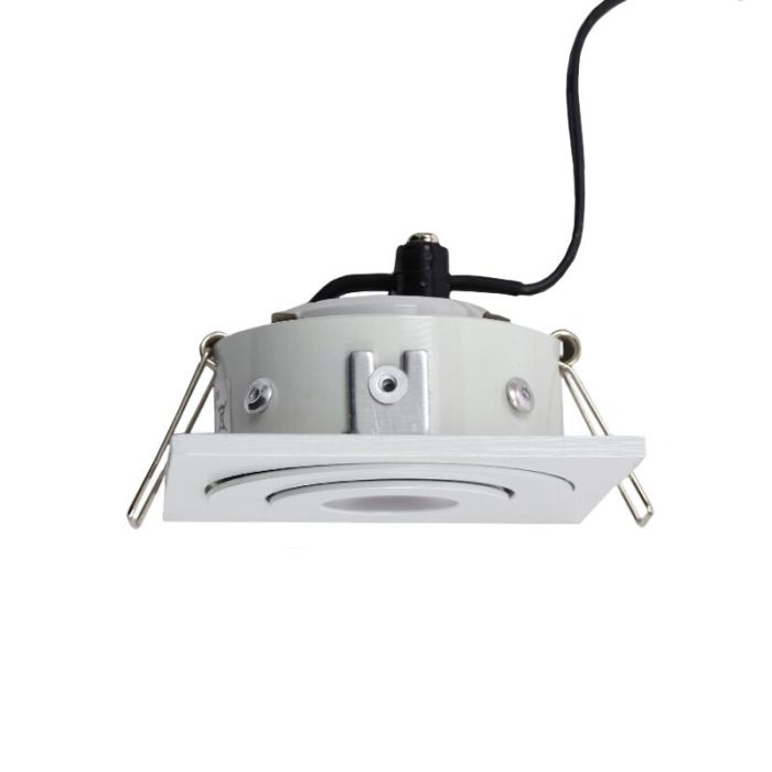4 focos empotrables orientables para porche Rona cuadrado, IP44, con set de conexión y mando a distancia, blanco