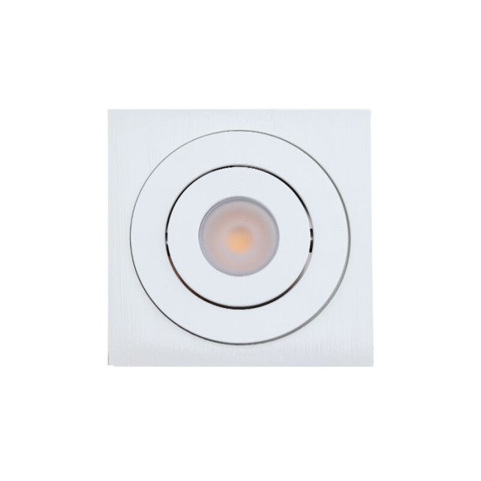 5 focos empotrables orientables para porche Rona cuadrado, IP44, con set de conexión y mando a distancia, blanco