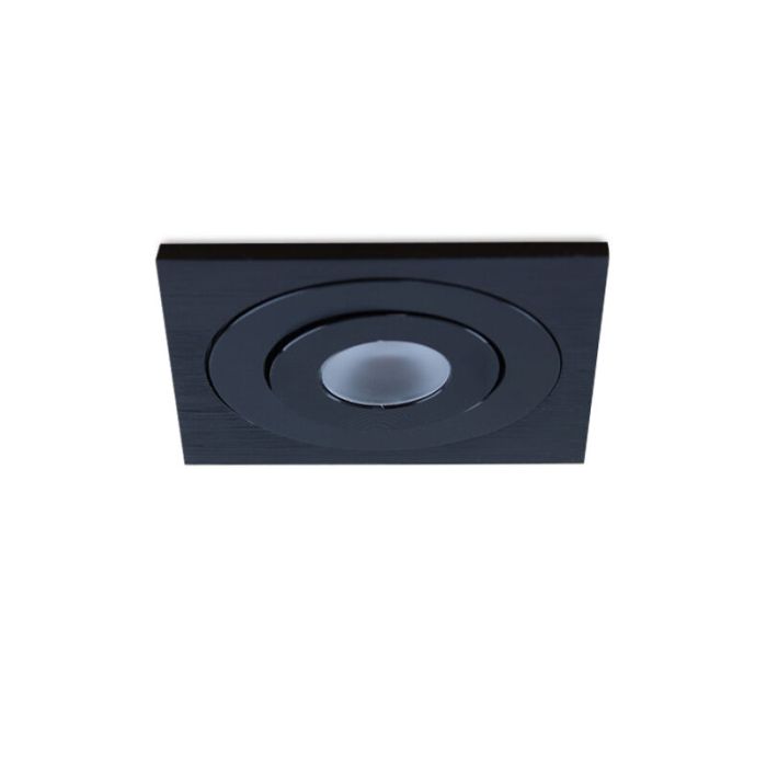 8 focos empotrables orientables para porche Rona cuadrado, IP44, con set de conexión y mando a distancia, negro