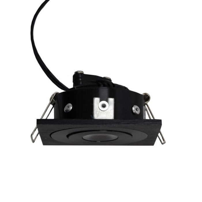 8 focos empotrables orientables para porche Rona cuadrado, IP44, con set de conexión y mando a distancia, negro