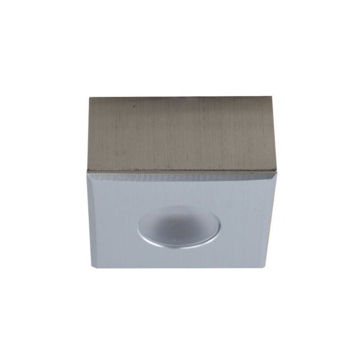 Aplique de techo cuadrado cromado para porche Fredo, IP44, regulable