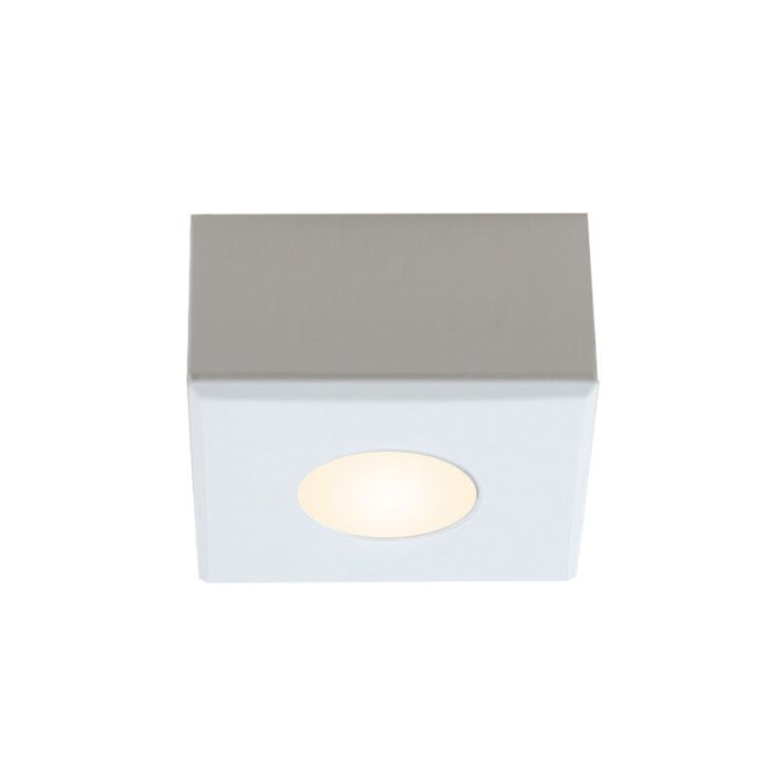 Aplique de techo cuadrado blanco para porche Fredo, IP44, regulable