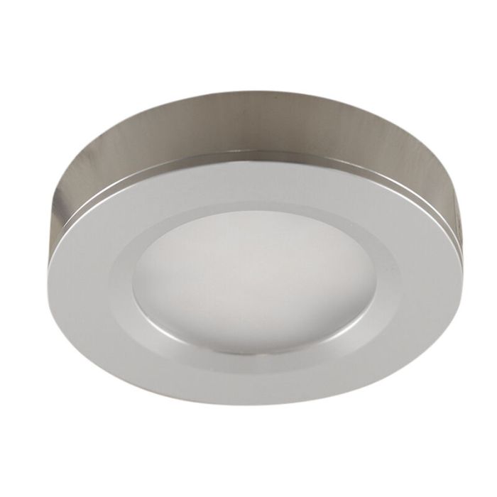5 lámparas redondas para armario de cocina, plata, con set de conexión y mando a distancia