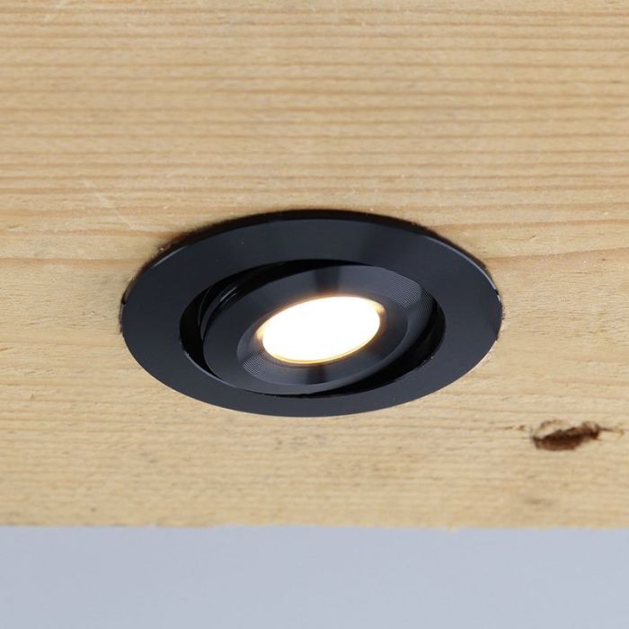 3 focos empotrables inteligentes orientables para porche Rona, IP44, con set de conexión, negro