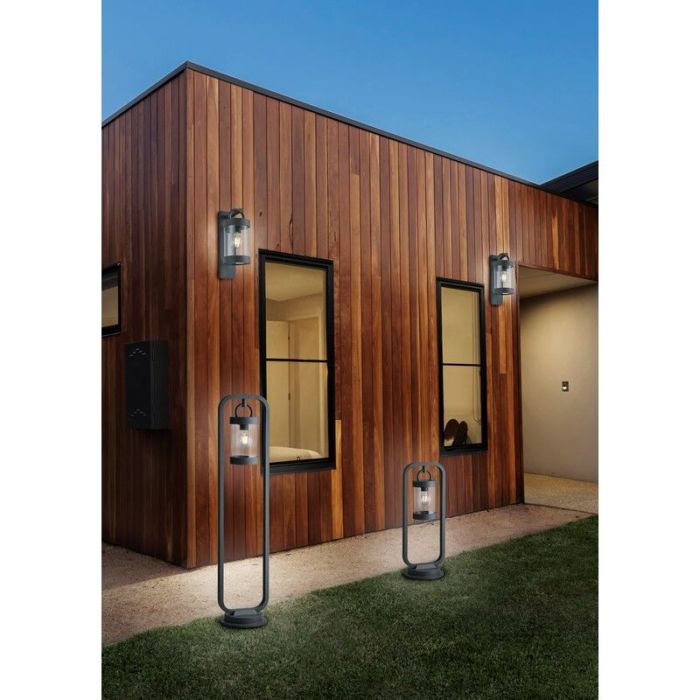 Aplique exterior con sensor crepuscular rústico antracita, Sambesi, IP44