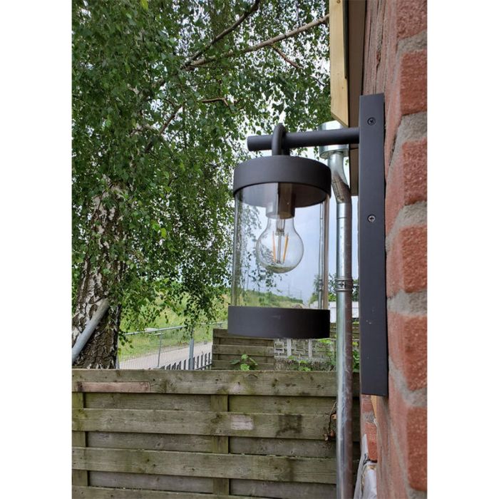 Aplique exterior con sensor crepuscular rústico antracita, Sambesi, IP44