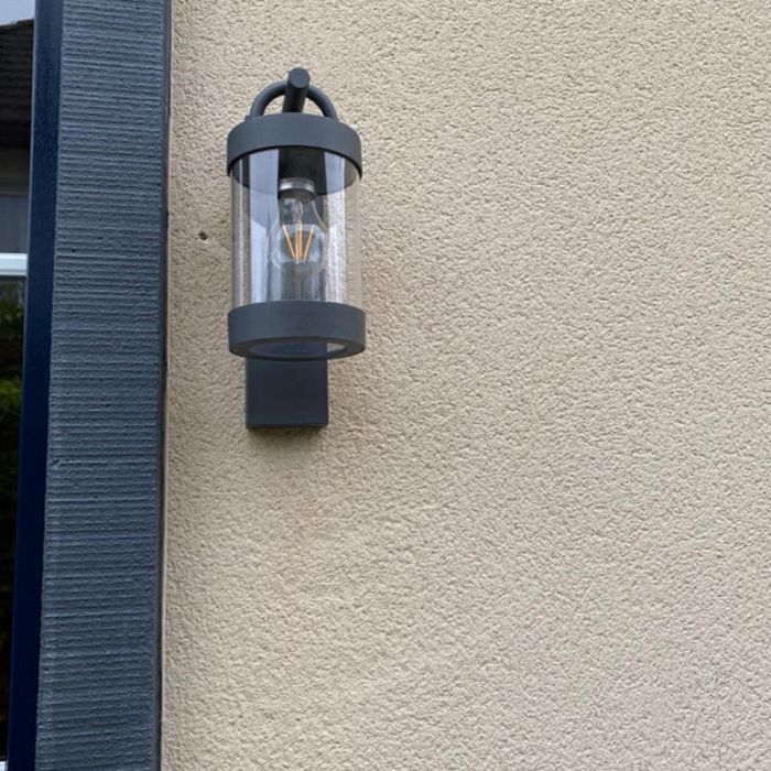 Aplique exterior con sensor crepuscular rústico antracita, Sambesi, IP44