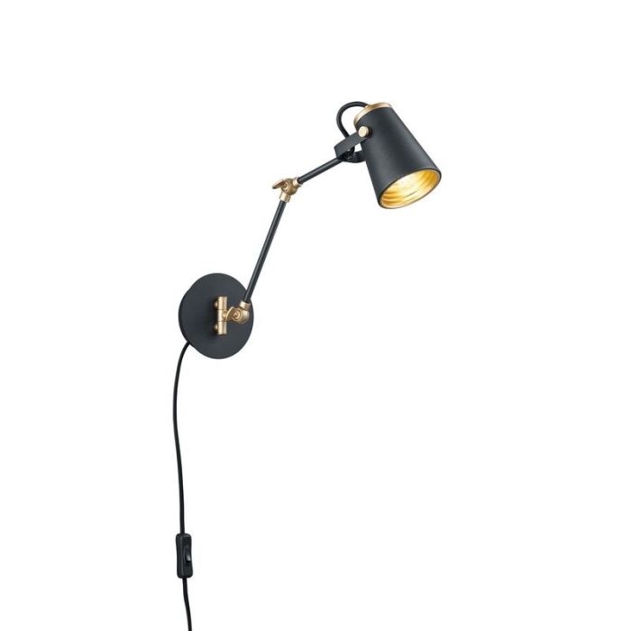 Aplique moderno negro, Skals, con interruptor