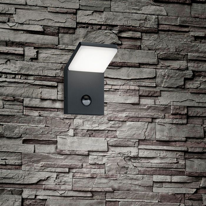 Aplique exterior con sensor de movimiento moderno antracita, Solana, 9W, 3000K LED, IP54