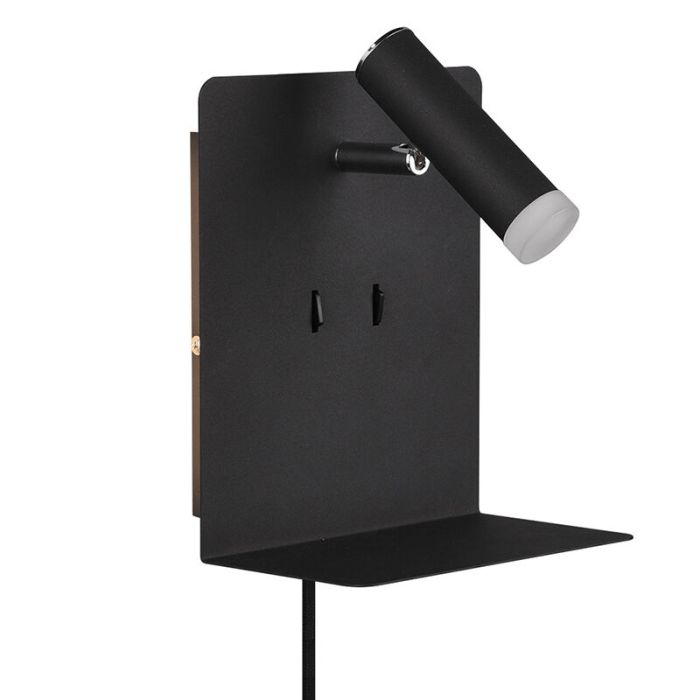 Aplique diseño negro, Ricciolo, 3W, 3000K LED, con interruptor