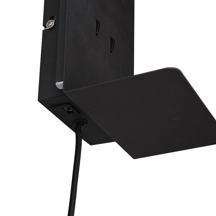 Aplique diseño negro, Ricciolo, 3W, 3000K LED, con interruptor
