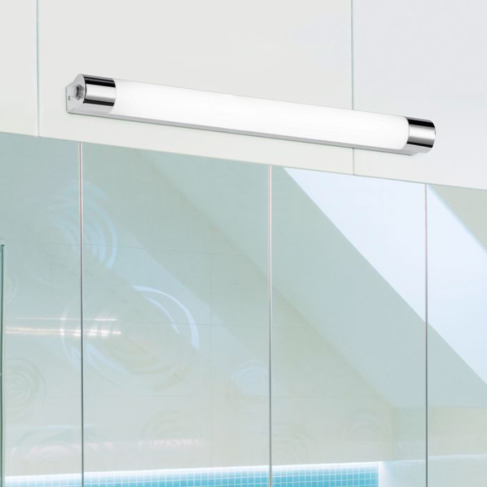 Lámpara de techo baño de metal cromada, Ottavia, 9W, 3000K LED, IP44, con interruptor