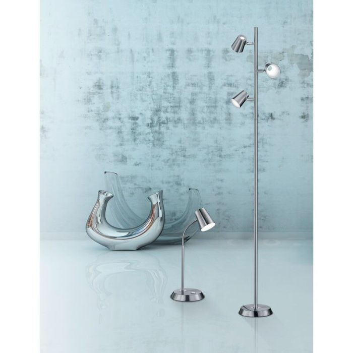 Lámpara de mesa de vidrio níquel, Laysha, 4,7W, 3000K LED, con interruptor