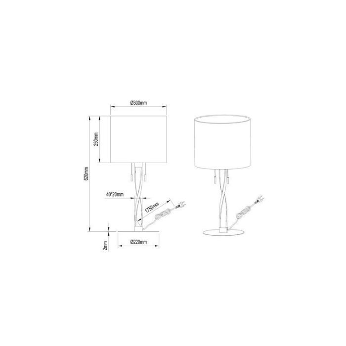 Lámpara de mesa moderna níquel, Ramten, 3W, 3000K LED, con interruptor de cuerda