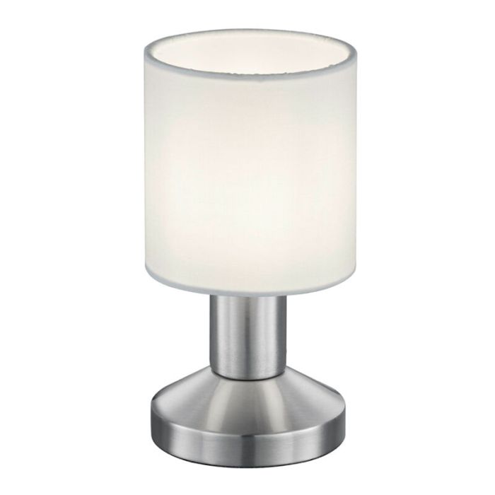 Lámpara de mesa de metal níquel, Nordby, con interruptor