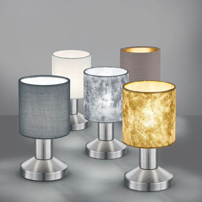 Lámpara de mesa de metal níquel, Nordby, con interruptor